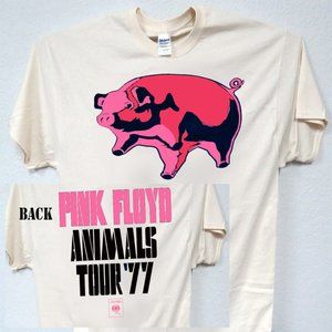 PINK FLOYD, DOUBLE SIDED ANIMALS, TOUR, COOL IVORY MENS TEE T-29